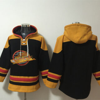 Men's Vancouver Canucks Blank Black Ageless Must-Have Lace-Up Pullover Hoodie