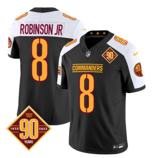 Men's Washington Commanders #8 Brian Robinson Black White 2023 F.U.S.E. 90th AnniversaryVapor Limited Stitched Football Jersey