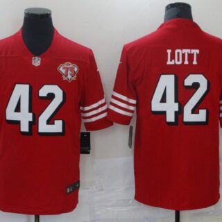 Men San Francisco 49ers 42 Lott Red 75th Nike Vapor Untouchable Limited 2021 NFL Jersey