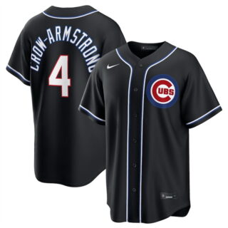 Men's Chicago Cubs #4 Pete Crow-Armstrong 2026 Fashion Replica Black Out Stitched Baseball Jersey