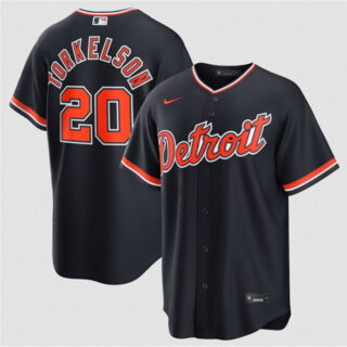 Men's Detroit Tigers #20 Spencer Torkelson Navy Alternate Stitched Baseball Jersey