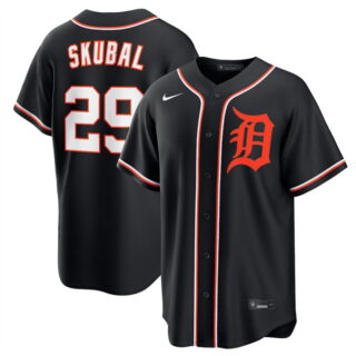 Men's Detroit Tigers #29 Tarik Skubal 2026 Fashion Replica Black Out Stitched Baseball Jersey