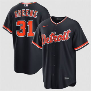 Men's Detroit Tigers #31 Riley Greene Navy Alternate Stitched Baseball Jersey