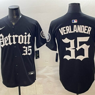 Men's Detroit Tigers #35 Justin Verlander 2026 Black 'Motor Gothic Edition' Vapor Premier Limited Stitched Baseball Jersey