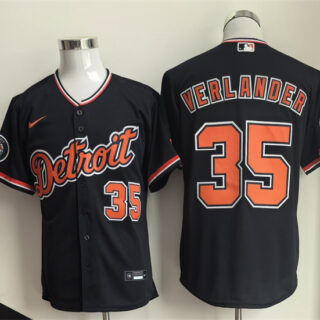 Men's Detroit Tigers #35 Justin Verlander Black 2026 Cool Base Stitched Baseball Jersey