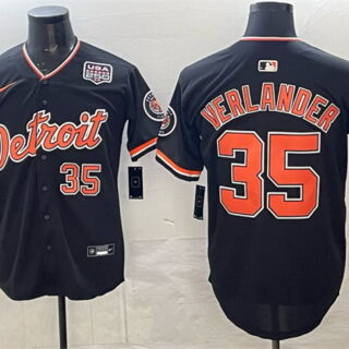Men's Detroit Tigers #35 Justin Verlander Navy 2026 Alternate USA 250' Patch Vapor Premier Limited Stitched Baseball Jersey
