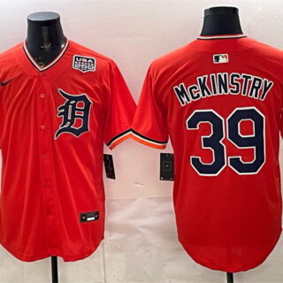 Men's Detroit Tigers #39 Zach McKinstry Orange 2026 Alternate USA 250' Patch Vapor Premier Limited Stitched Baseball Jersey
