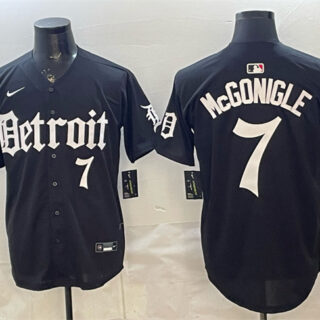 Men's Detroit Tigers #7 Kevin McGonigle Black 'Motor Gothic Edition' Vapor Premier Limited Stitched Baseball Jersey