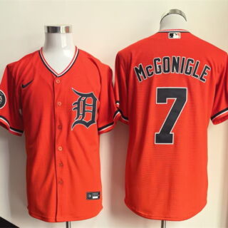 Men's Detroit Tigers #7 Kevin McGonigle Orange Cool Base Stitched Baseball Jersey