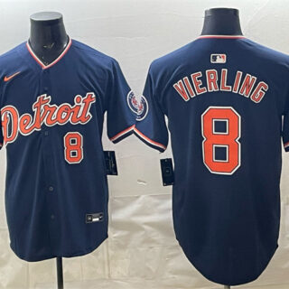 Men's Detroit Tigers #8 Matt Vierling Navy 2026 Alternate Vapor Premier Limited Stitched Baseball Jersey