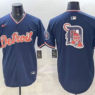 Men's Detroit Tigers Team Big Logo Navy 2026 Alternate Vapor Premier Limited Stitched Baseball Jersey