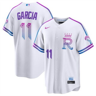 Men's Kansas City Royals #11 Maikel Garcia White 2026 City Connect Stadium Stitched Baseball Jersey