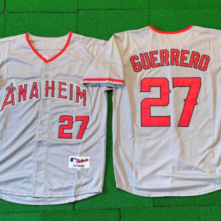 Men's Los Angeles Angels #27 Vladimir Guerrero Grey Stitched Baseball Jersey