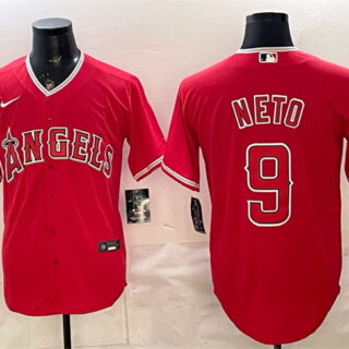Men's Los Angeles Angels #9 Zach Neto Red Stitched Baseball Jersey