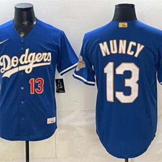 Men's Los Angeles Dodgers #13 Max Muncy Royal 2026 Alternate Gold Collection Stadium Stitched Baseball Jersey
