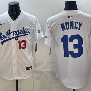 Men's Los Angeles Dodgers #13 Max Muncy White Alternate Stadium Stitched Baseball Jersey