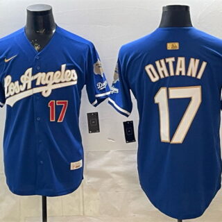 Men's Los Angeles Dodgers #17 Shohei Ohtani Royal 2026 Gold Collection 9x & B2B Champs Patch Stitched Baseball Jersey