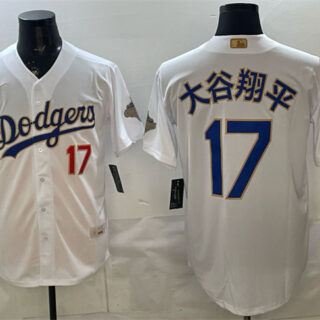 Men's Los Angeles Dodgers #17 Shohei Ohtani White 2026 Gold Collection Stadium Stitched Baseball Jerseys