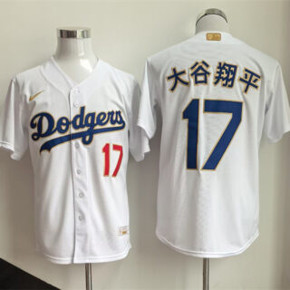 Men's Los Angeles Dodgers #17 Shohei Ohtani White 2026 Gold Collection Stadium Stitched Baseball Jerseys