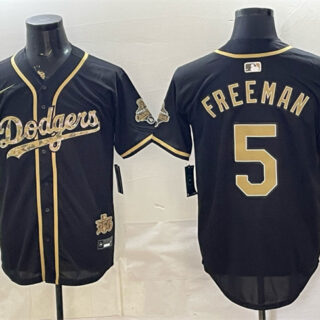 Men's Los Angeles Dodgers #5 Freddie Freeman Black Military Appreciation Game Day Stitched Baseball Jersey