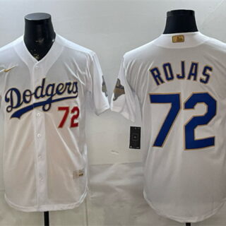 Men's Los Angeles Dodgers #72 Miguel Rojas White 2026 Gold Collection Stadium Stitched Baseball Jersey