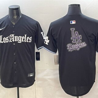 Men's Los Angeles Dodgers Team Big Logo Black 'Gothic Edition' Vapor Premier Limited Stitched Baseball Jersey s