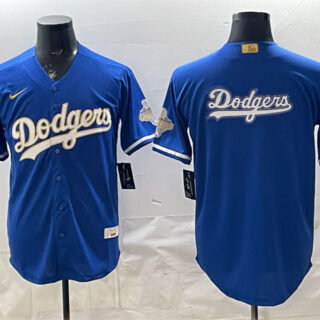 Men's Los Angeles Dodgers Team Big Logo Royal 2026 Alternate Gold Collection Stadium Stitched Baseball Jersey 003
