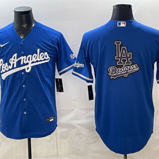 Men's Los Angeles Dodgers Team Big Logo Royal Alternate Stadium Stitched Baseball Jersey