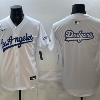 Men's Los Angeles Dodgers Team Big Logo White Alternate Stadium Stitched Baseball Jersey 001