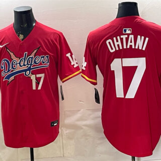 Men's Los Angeles Dodgers x One Piece #17 Shohei Ohtani Red Vapor Premier Limited Stitched Baseball Jersey