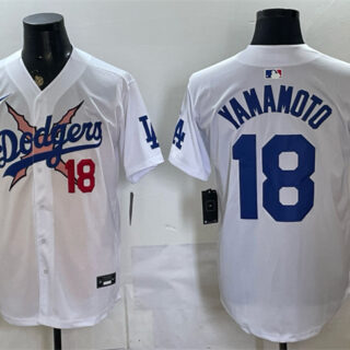 Men's Los Angeles Dodgers x One Piece #18 Yoshinobu Yamamoto White Vapor Premier Limited Stitched Baseball Jersey