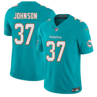 Men's Miami Dolphins #37 Isaiah Johnson Aqua 2026 F.U.S.E. Vapor Limited Stitched Football Jersey