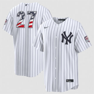 Men's New York Yankees #27 Giancarlo Stanton White 2026 USA 250 Fourth of July Home Stadium Stitched Baseball Jersey