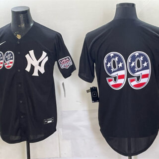 Men's New York Yankees #99 Aaron Judge Black USA 250 Fourth of July Stitched Baseball Jersey