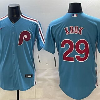 Men's Philadelphia Phillies #29 John Kruk Blue Cool Base Stitched Jersey