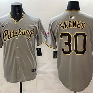 Men's Pittsburgh Pirates #30 Paul Skenes Gray Limited Stitched Baseball Jersey