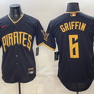 Men's Pittsburgh Pirates #6 Konnor Griffin Black 2026 City Connect Stadium Stitched Baseball Jersey
