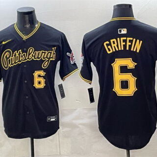 Men's Pittsburgh Pirates #6 Konnor Griffin Black Limited Stitched Baseball Jersey