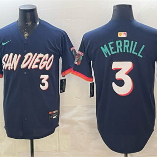 Men's San Diego Padres #3 Jackson Merrill Obsidian 2026 City Connect Limited Stitched Baseball Jersey
