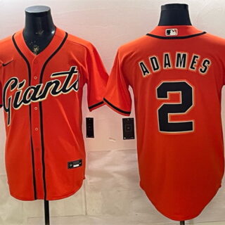 Men's San Francisco Giants #2 Willy Adames Orange Cool Base Stitched Baseball Jersey