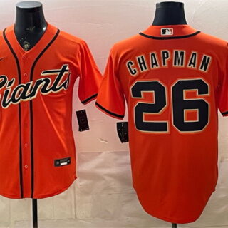 Men's San Francisco Giants #26 Matt Chapman Orange Cool Base Stitched Baseball Jersey