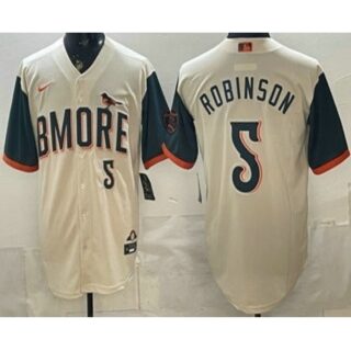 Men's Baltimore Orioles #5 Brooks Robinson Cream 2026 City Connect Stadium Jersey