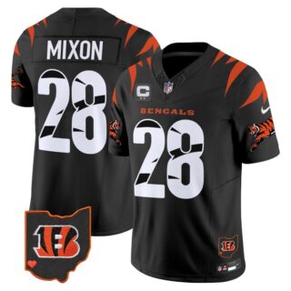 Men's Cincinnati Bengals #28 Joe Mixon Black F.U.S.E. With 2-Star C Patch Special Vapor Untouchable Limited Stitched Football Jersey
