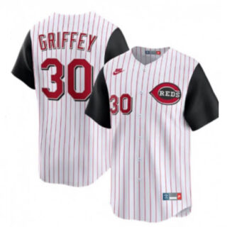 Men's Cincinnati Reds #30 Ken Griffey White Home Limited Stitched Baseball Jersey