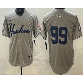 Men's New York Yankees #99 Aaron Judge Grey Without Name Limited Jersey