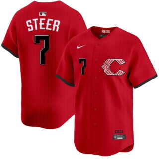 Men's #7 Spencer Steer Cincinnati Reds 2026 City Connect Vapor Premier Limited Jersey - All Stitched