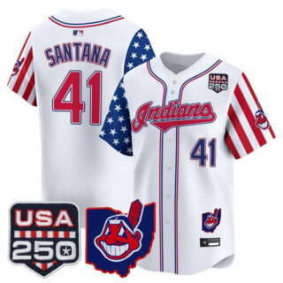 Men's Cleveland Indians #41 Carlos Santana America 250 Edition Vapor Premier Limited Jersey All Stitched