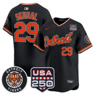 Men's Detroit Tigers #29 Tarik Skubal 2026 Alternate Vapor Premier Limited Jersey 250America Patch All Stitched Black