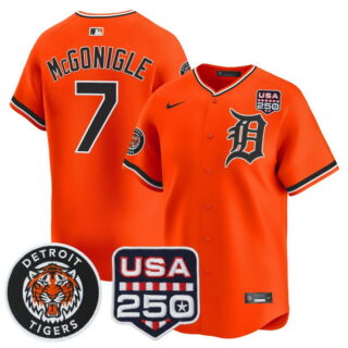 Men's Detroit Tigers #7 Kevin McGonigle 2026 Alternate Vapor Premier Limited Jersey 250America Patch All Stitched Orange