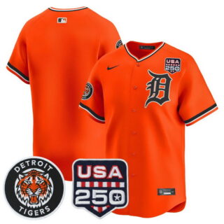 Men's Detroit Tigers Team Alternate Vapor Premier Limited Jersey 250America Patch All Stitched Orange